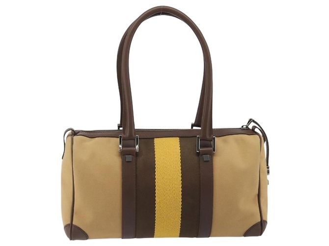 Borsa Boston GUCCI Sherry Line Canvas Beige Silver 000 0851 Auth 195413A Argento - vista 2