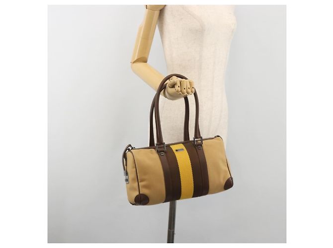 Borsa Boston GUCCI Sherry Line Canvas Beige Silver 000 0851 Auth 195413A Argento - vista 23