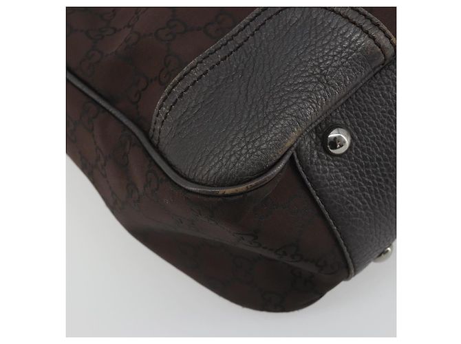 Borsa GUCCI GG Canvas Web Sherry Line Bag Nylon Outlet Brown Silver 293592 Auth 195991 Marrone Argento - vista 16