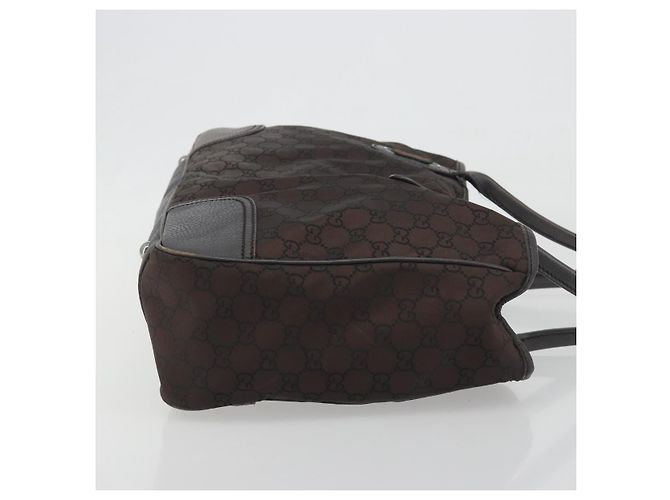 Borsa GUCCI GG Canvas Web Sherry Line Bag Nylon Outlet Brown Silver 293592 Auth 195991 Marrone Argento - vista 3