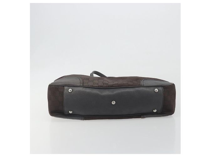 Borsa GUCCI GG Canvas Web Sherry Line Bag Nylon Outlet Brown Silver 293592 Auth 195991 Marrone Argento - vista 5