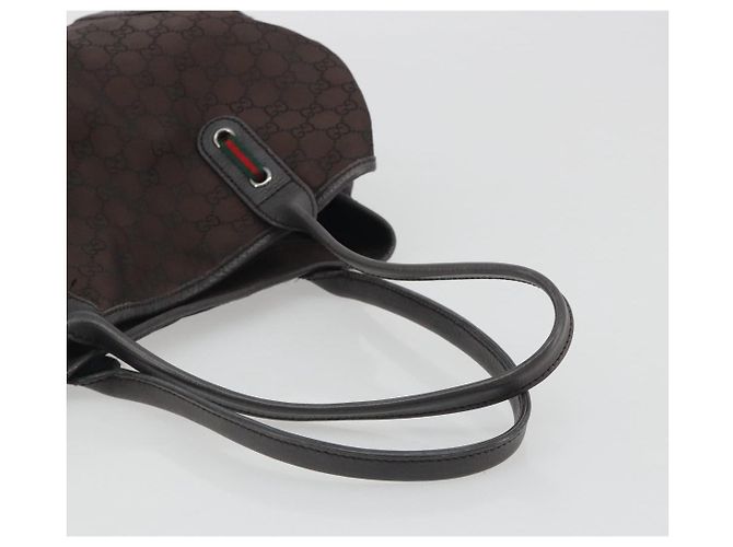 Borsa GUCCI GG Canvas Web Sherry Line Bag Nylon Outlet Brown Silver 293592 Auth 195991 Marrone Argento - vista 7