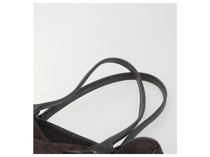 Borsa GUCCI GG Canvas Web Sherry Line Bag Nylon Outlet Brown Silver 293592 Auth 195991 Marrone Argento - vista 8