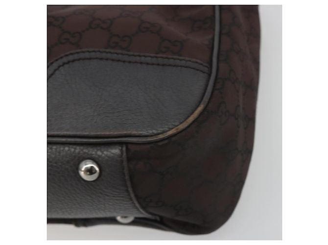 Borsa GUCCI GG Canvas Web Sherry Line Bag Nylon Outlet Brown Silver 293592 Auth 195991 Marrone Argento - vista 9