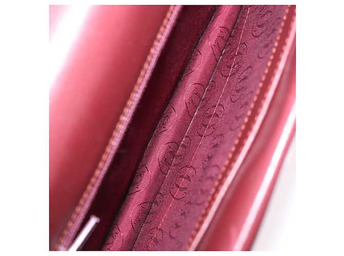 Borsa a tracolla CARTIER Must Line in pelle Bordeaux Gold Auth ka5688 - vista 12