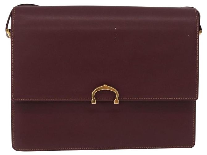 Borsa a tracolla CARTIER Must Line in pelle Bordeaux Gold Auth ka5688 - vista 13