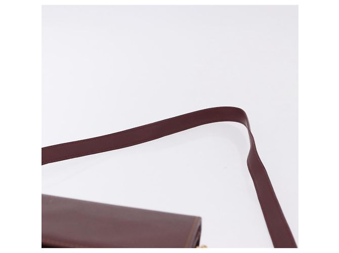Borsa a tracolla CARTIER Must Line in pelle Bordeaux Gold Auth ka5688 - vista 14