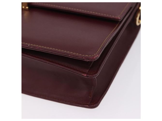 Borsa a tracolla CARTIER Must Line in pelle Bordeaux Gold Auth ka5688 - vista 15