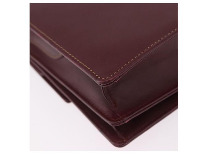 Borsa a tracolla CARTIER Must Line in pelle Bordeaux Gold Auth ka5688 - vista 16