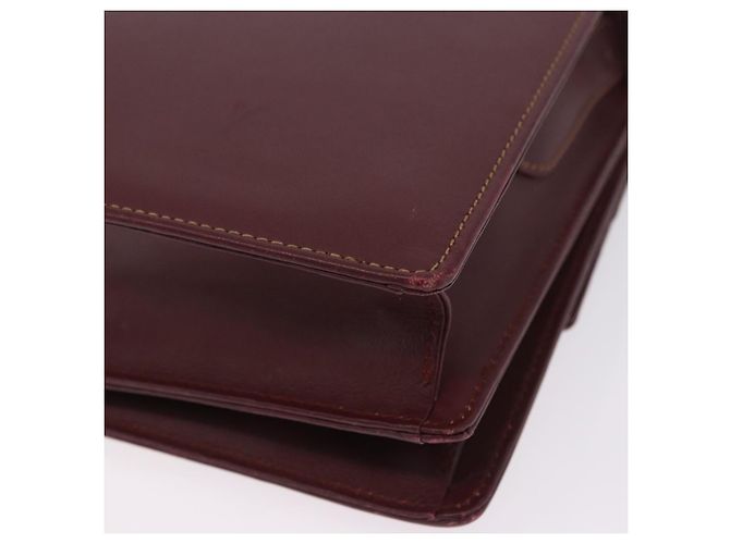 Borsa a tracolla CARTIER Must Line in pelle Bordeaux Gold Auth ka5688 - vista 17