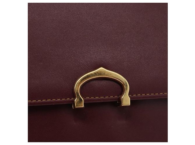 Borsa a tracolla CARTIER Must Line in pelle Bordeaux Gold Auth ka5688 - vista 18