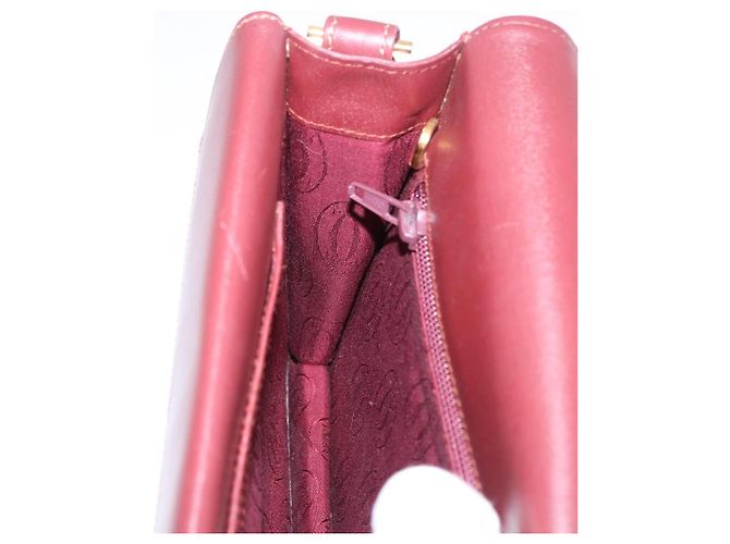 Borsa a tracolla CARTIER Must Line in pelle Bordeaux Gold Auth ka5688 - vista 20
