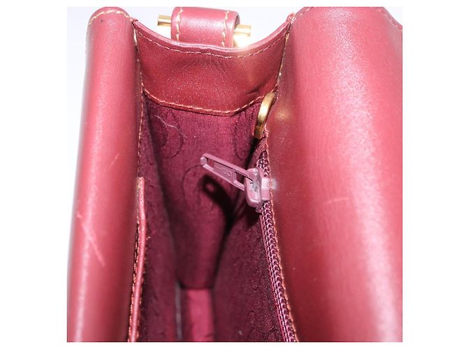 Borsa a tracolla CARTIER Must Line in pelle Bordeaux Gold Auth ka5688 - vista 21