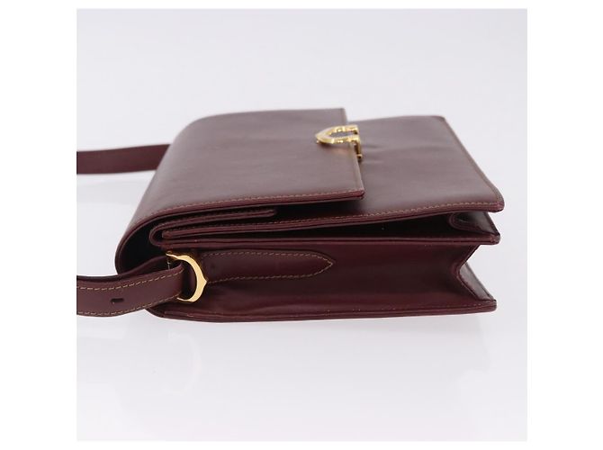 Borsa a tracolla CARTIER Must Line in pelle Bordeaux Gold Auth ka5688 - vista 5