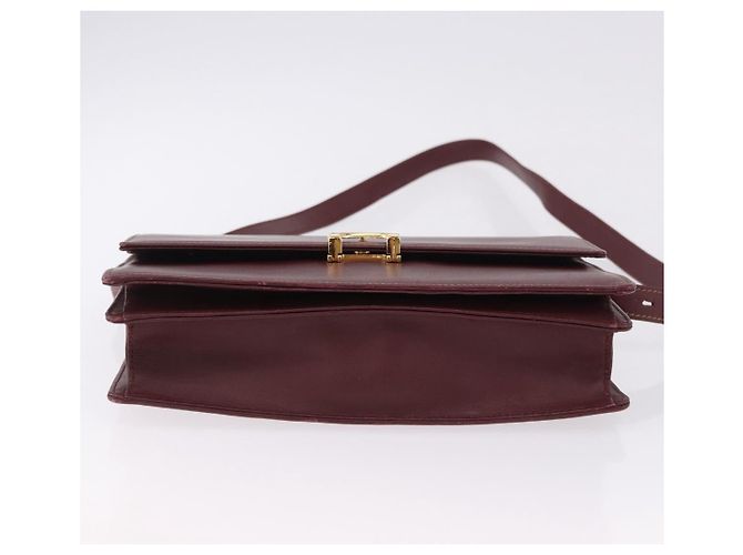 Borsa a tracolla CARTIER Must Line in pelle Bordeaux Gold Auth ka5688 - vista 6