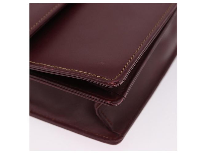 Borsa a tracolla CARTIER Must Line in pelle Bordeaux Gold Auth ka5688 - vista 9