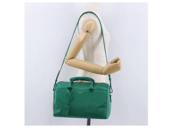SAINT LAURENT Borsa Classic Duffle in pelle 2way Verde Oro 322049 Auth 196768V D'oro - vista 29