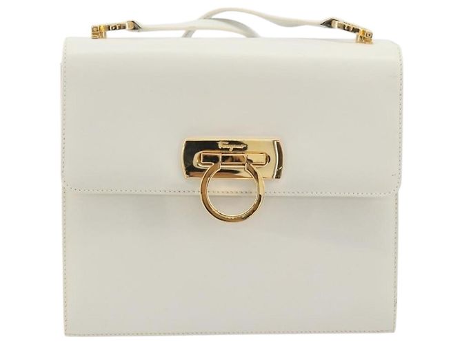 Borsa a tracolla Salvatore Ferragamo Gancini in pelle bianca e oro Auth 196208 Bianco - view 13