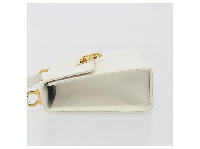 Borsa a tracolla Salvatore Ferragamo Gancini in pelle bianca e oro Auth 196208 Bianco - view 4