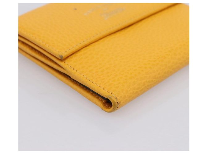 Cartera Compacta GUCCI de Cuero Amarillo Oro 368233 Auth 196070A Dorado - vista 14