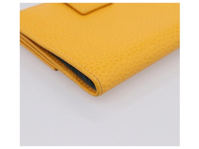 Cartera Compacta GUCCI de Cuero Amarillo Oro 368233 Auth 196070A Dorado - vista 16