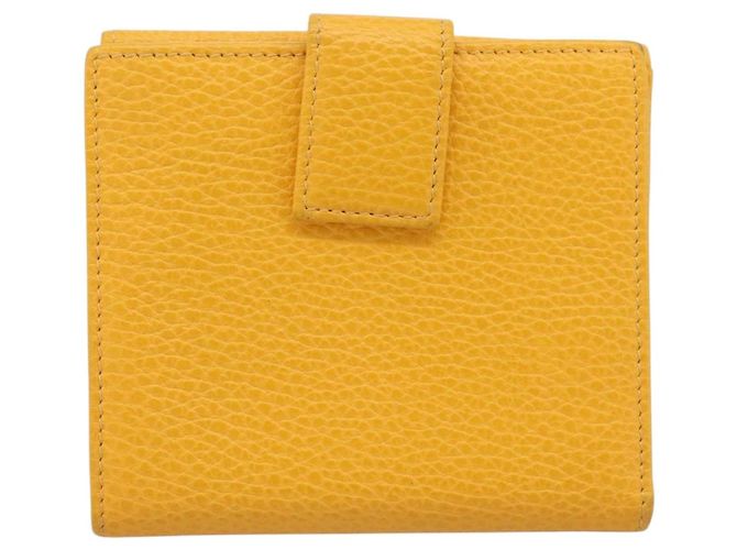 Cartera Compacta GUCCI de Cuero Amarillo Oro 368233 Auth 196070A Dorado - vista 2