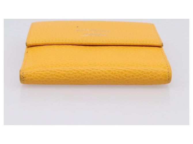 Cartera Compacta GUCCI de Cuero Amarillo Oro 368233 Auth 196070A Dorado - vista 6