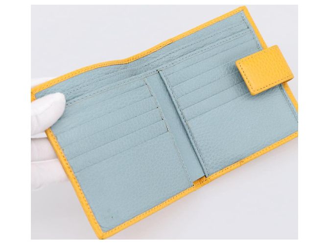 Cartera Compacta GUCCI de Cuero Amarillo Oro 368233 Auth 196070A Dorado - vista 9