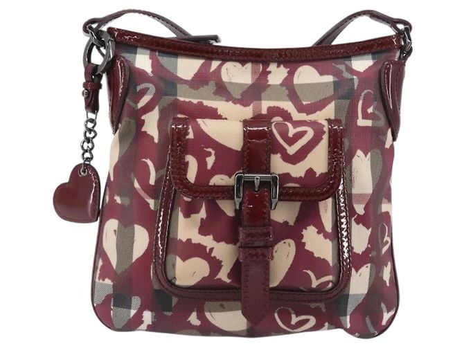 Borsa a tracolla BURBERRY Nova Check PVC Leather Beige Red Auth 195410A Rosso - vista 13