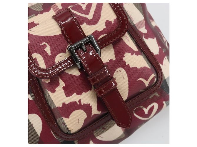 Borsa a tracolla BURBERRY Nova Check PVC Leather Beige Red Auth 195410A Rosso - vista 17