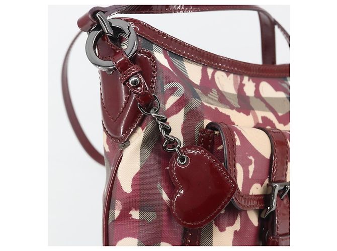 Borsa a tracolla BURBERRY Nova Check PVC Leather Beige Red Auth 195410A Rosso - vista 18
