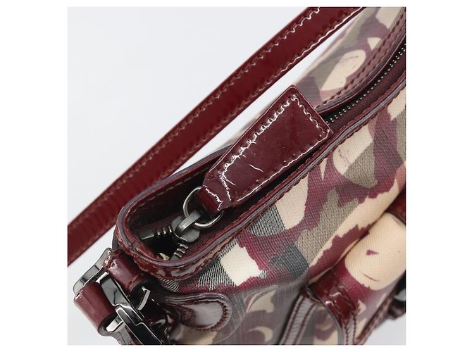 Borsa a tracolla BURBERRY Nova Check PVC Leather Beige Red Auth 195410A Rosso - vista 19