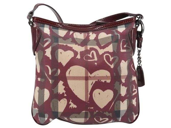 Borsa a tracolla BURBERRY Nova Check PVC Leather Beige Red Auth 195410A Rosso - vista 2