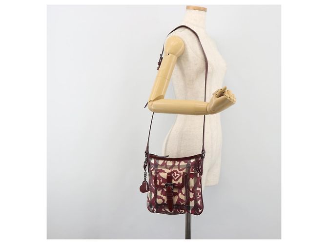 Borsa a tracolla BURBERRY Nova Check PVC Leather Beige Red Auth 195410A Rosso - vista 26