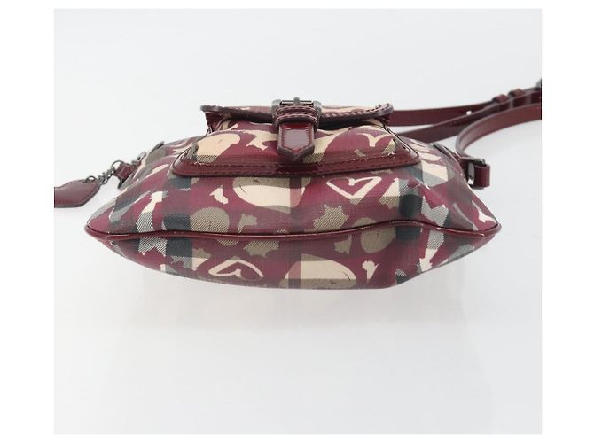 Borsa a tracolla BURBERRY Nova Check PVC Leather Beige Red Auth 195410A Rosso - vista 5