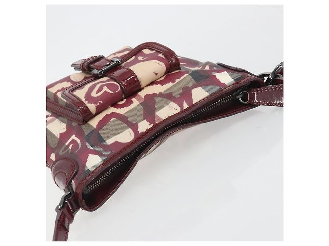 Borsa a tracolla BURBERRY Nova Check PVC Leather Beige Red Auth 195410A Rosso - vista 6