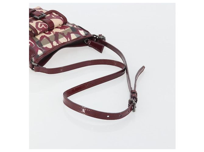 Borsa a tracolla BURBERRY Nova Check PVC Leather Beige Red Auth 195410A Rosso - vista 7