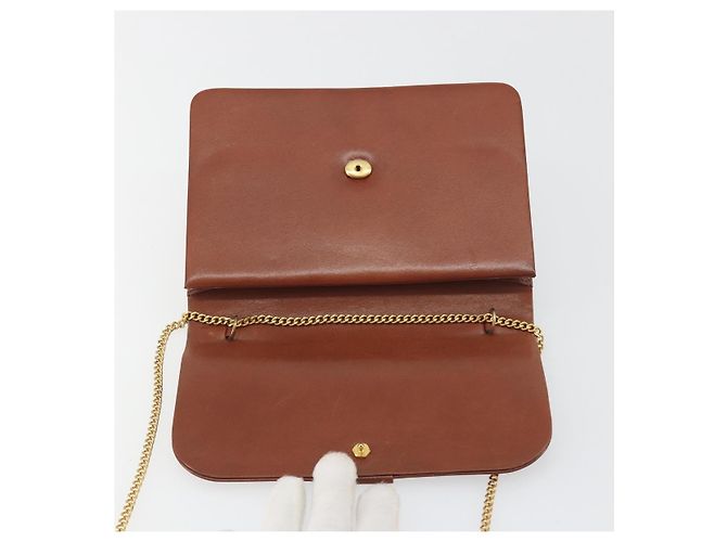 Borsa a tracolla con catena Christian Dior in pelle marrone e oro Auth 194279 D'oro - vista 11