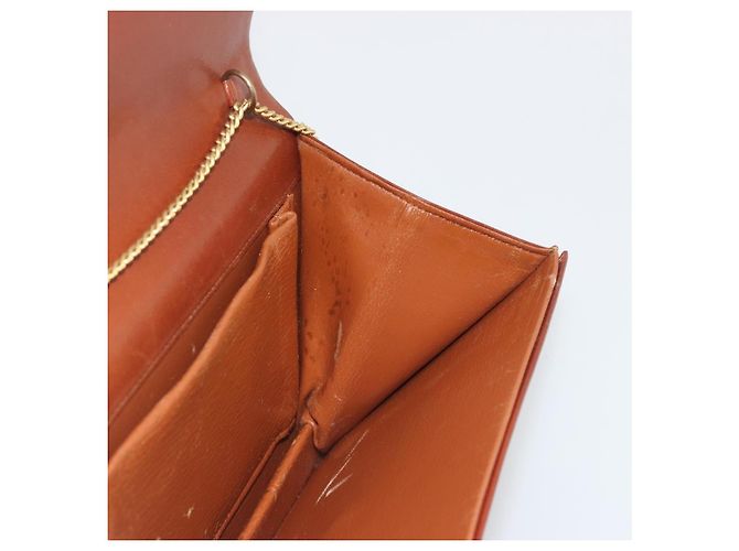 Borsa a tracolla con catena Christian Dior in pelle marrone e oro Auth 194279 D'oro - vista 19
