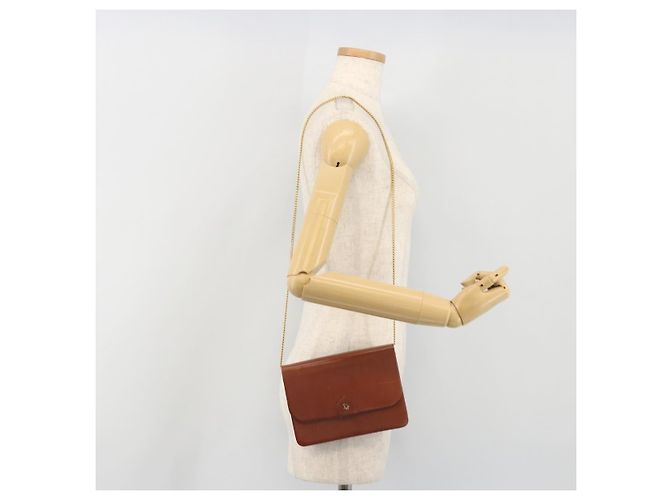 Borsa a tracolla con catena Christian Dior in pelle marrone e oro Auth 194279 D'oro - vista 22