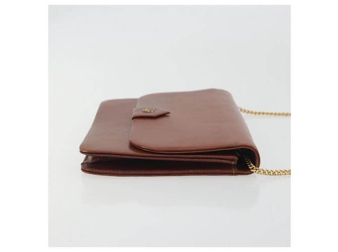 Borsa a tracolla con catena Christian Dior in pelle marrone e oro Auth 194279 D'oro - vista 3