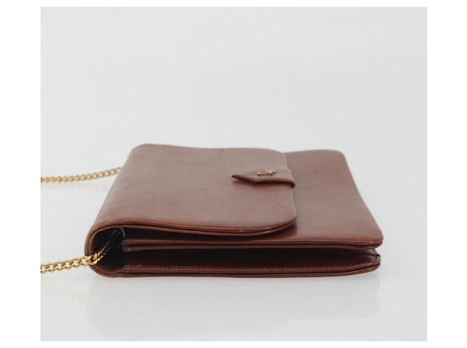 Borsa a tracolla con catena Christian Dior in pelle marrone e oro Auth 194279 D'oro - vista 4