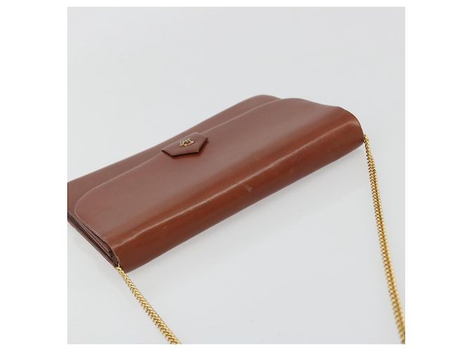 Borsa a tracolla con catena Christian Dior in pelle marrone e oro Auth 194279 D'oro - vista 6