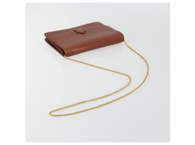 Borsa a tracolla con catena Christian Dior in pelle marrone e oro Auth 194279 D'oro - vista 7