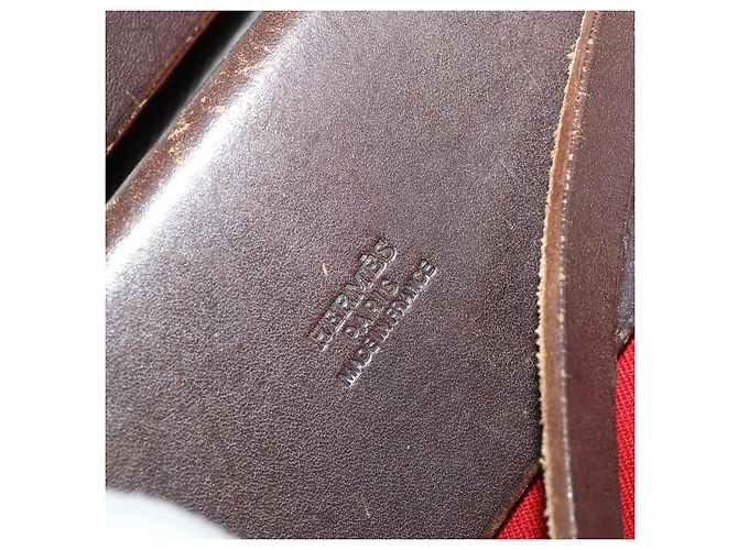Hermès HERMES Herbag Cabas MM Handtasche Canvas Leder Rot Gold Auth bs36333 Golden - Ansicht 18
