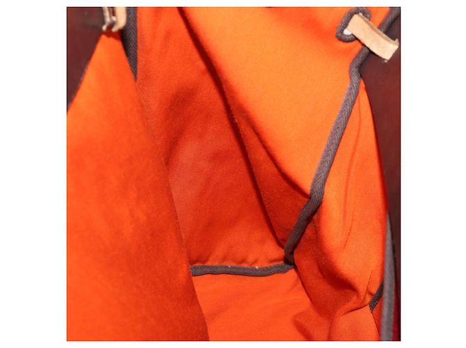 Hermès HERMES Herbag Cabas MM Handtasche Canvas Leder Rot Gold Auth bs36333 Golden - Ansicht 19