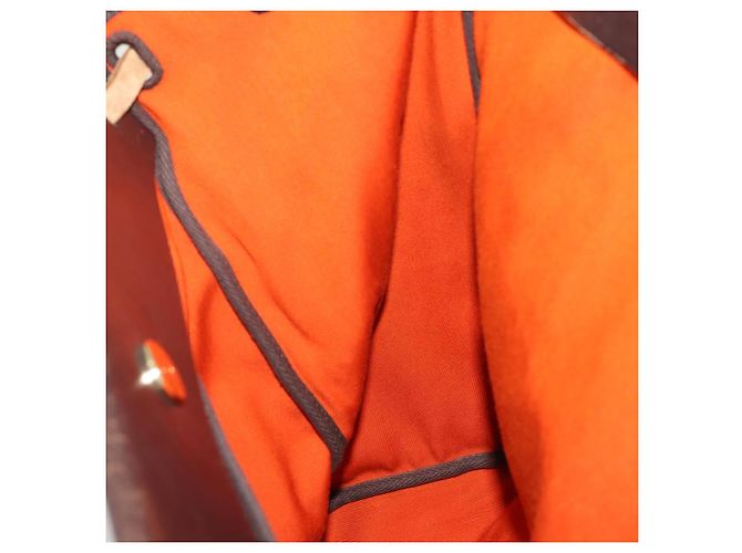 Hermès HERMES Herbag Cabas MM Handtasche Canvas Leder Rot Gold Auth bs36333 Golden - Ansicht 20