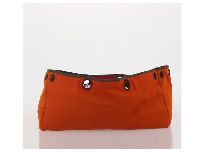Hermès HERMES Herbag Cabas MM Handtasche Canvas Leder Rot Gold Auth bs36333 Golden - Ansicht 21