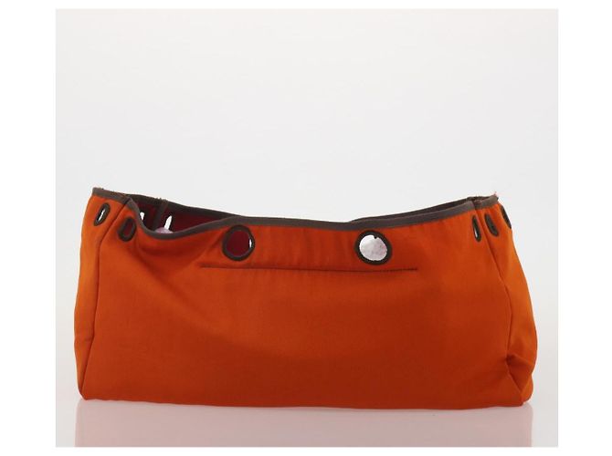 Hermès HERMES Herbag Cabas MM Handtasche Canvas Leder Rot Gold Auth bs36333 Golden - Ansicht 22