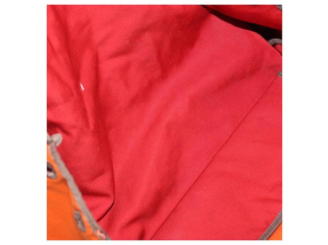 Hermès HERMES Herbag Cabas MM Handtasche Canvas Leder Rot Gold Auth bs36333 Golden - Ansicht 23